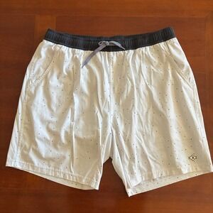 Burlebo Performance Shorts Mens XL White Polka Dot Swim Trunks Athletic